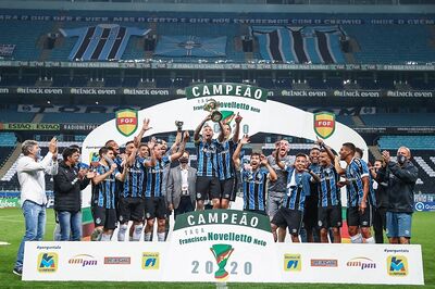 Comemoração do título - Foto: Lucas Uebel / Grêmio FBPA
