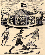 Ilustração sobre o primeiro jogo da história do Grêmio contra o Fussball em 1904 Ilustração de: Helio Devinar