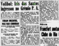 1958.11.26 - Diário de Notícias (RS) - Volibol, Iris dos Santos ingressou no Grêmio.png